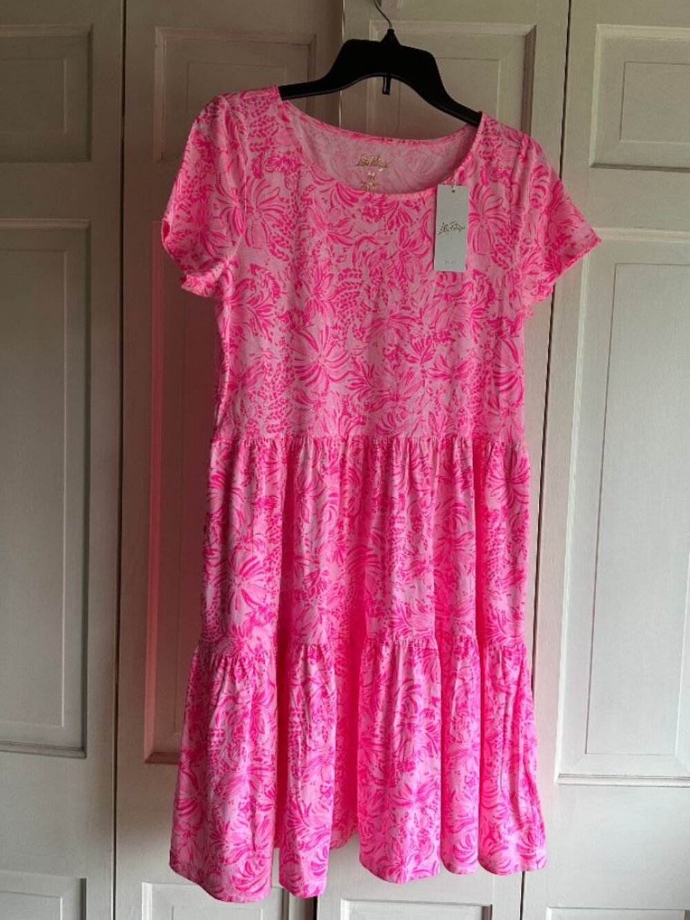 NWT Lilly pulitzer Geana Short Sleeve Dress in Pink Blossom Size Med